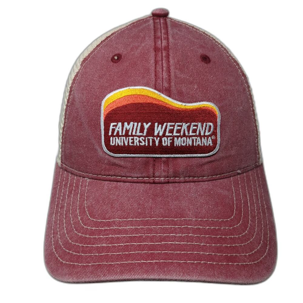 Cap America Trucker Hat Red One Size University of Montana Family Weekend Mesh